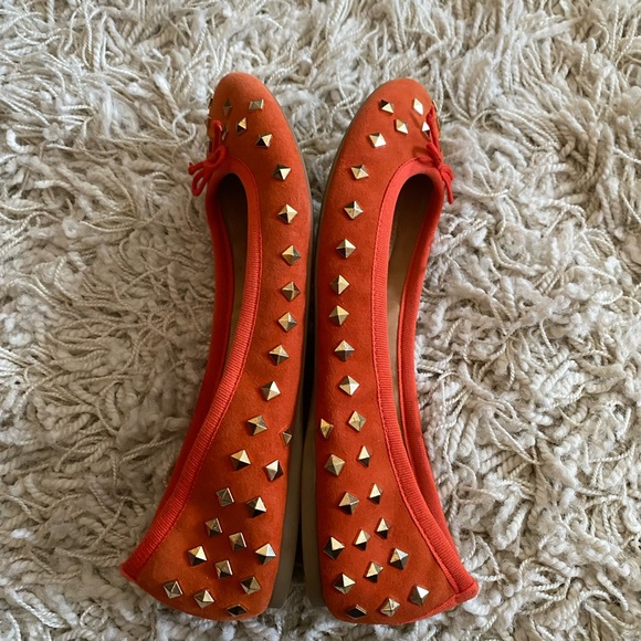 J. Crew Factory Suede Studded Classic Slip On Flats Women’s Orange, 6.5 - Picture 3 of 9